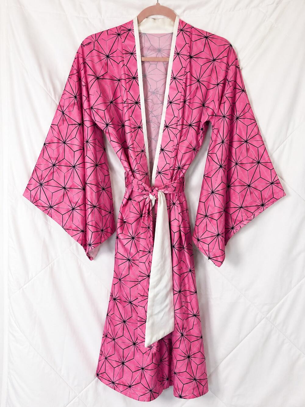 Handmade Pink Anime Kimono Robe | Nezuko Inspired Cosplay Yukata
